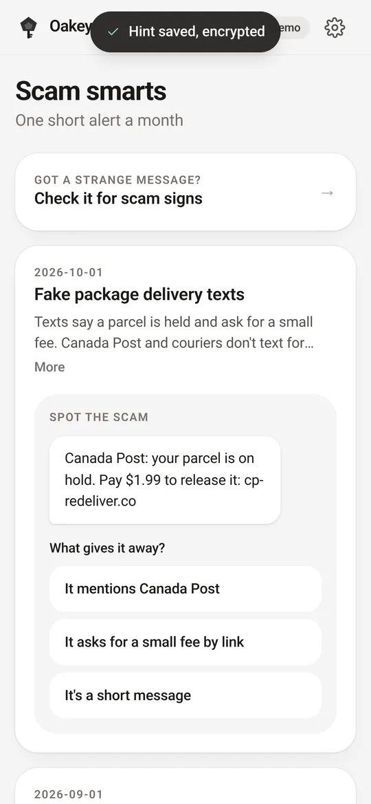 Scam smarts screen: this month's alert about fake package delivery texts.